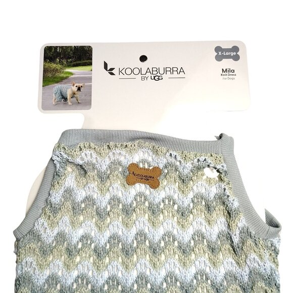 Koolaburra By Ugg X-Large Dog Green and White Mila Knit Chevron Pattern Dress - Picture 4 of 10